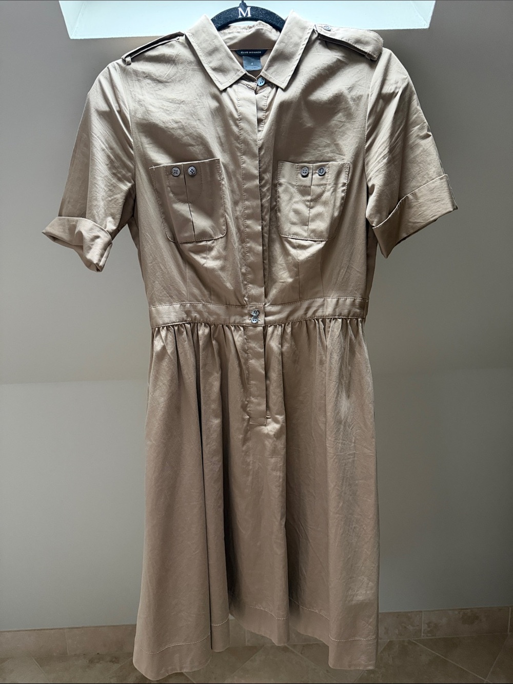 Classic Beige Military Shirt Dress